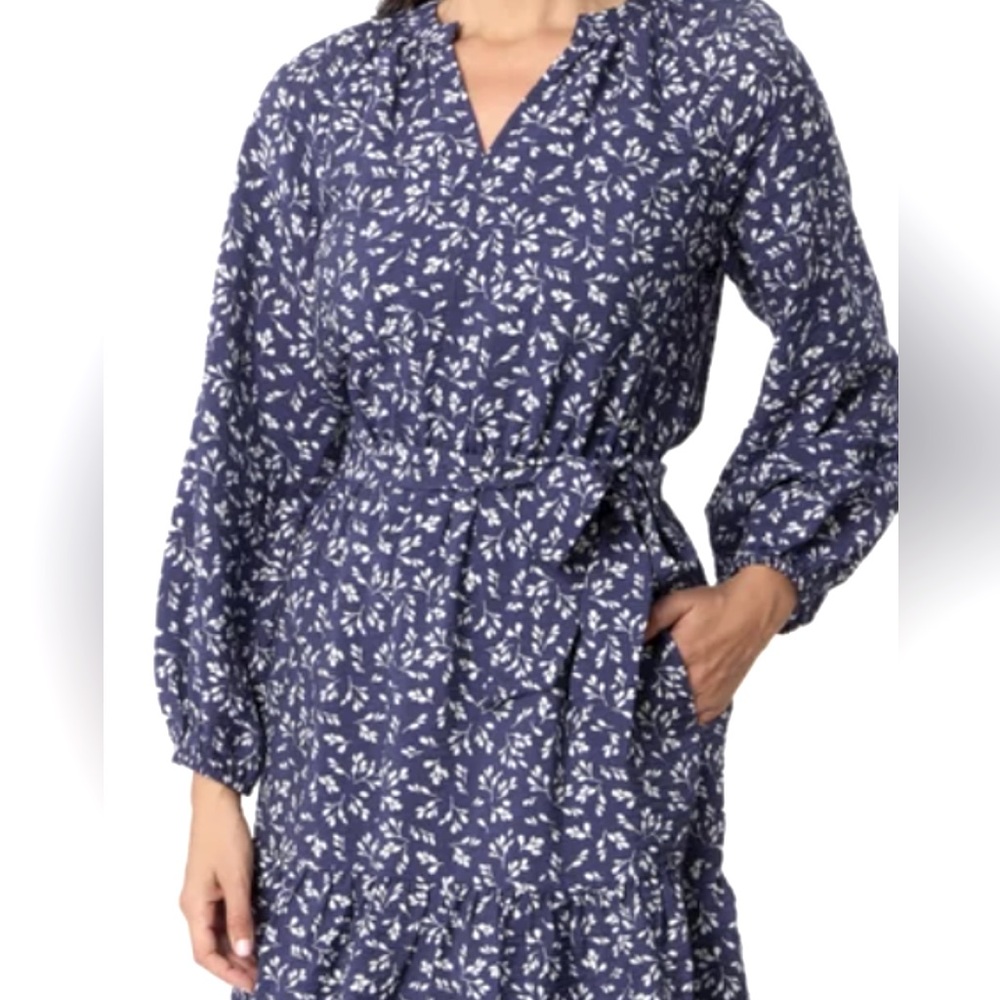 Draper James Floral Blue Long Sleeve Dress